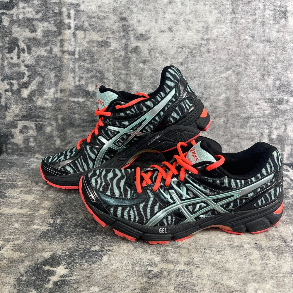 Asics Gel Duomax Zebra Print Running Shoes Womens 8.5 Black Coral Athletic